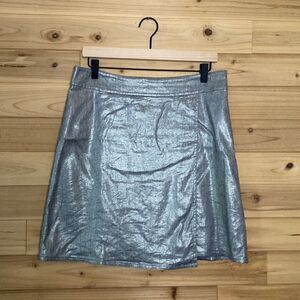 Eileen Fisher Size Small Linen Blend Metallic Skirt